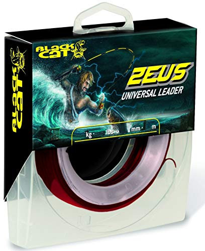Black Cat Premium Zeus Universal Leader beinahe unzerstörbares Vorfach Wels Angel Zubehör Angelschnur, rot, 0,80mm / 110Kg