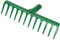 KOTARBAU® Robuster Stahlrechen mit 12 Zinken Laubbesen 310 mm Arbeitbreite Laubharke Fächerbesen Laubfeger Laubfächer Laubrechen Garten Rechen Gartengerät Gartenwerkzeug Grün ohne Stiel