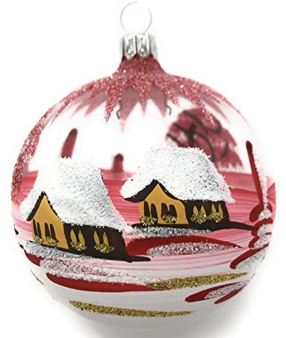 Generisch Christbaumkugel Midi Glas-Kugel Weihnachtskugel Baumbehang Handarbeit Lauscha, : transparent - rot