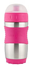 Kid Basix Safe Sporter Trinkflasche aus Edelstahl für Mittagessen und Sport, leicht ausziehbarer Auslauf, Schlammverschluss, spülmaschinenfest, fasst 340 ml, Fuchsia