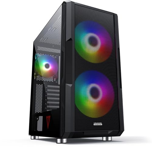 MODECOM Volcano AMIRANI ARGB PC Gehäuse Midi Tower ATX | Gaming Computer Case mit RGB Lüfter & Seitenteil aus Glas | Modernes Design für Gamer | Unterstützt ATX Mainboard & Wasserkühlung