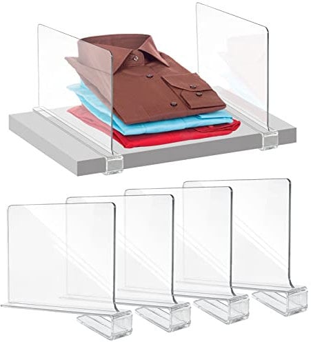 JEEZAO Regaltrenner für den Kleiderschrank aus Acryl,Regalteiler Regalsystem ohne Bohren für Schränken die Aufbewahrung und Organisation