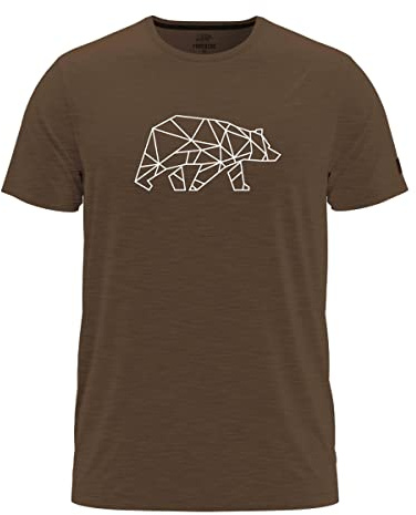 FORSBERG Finnson T-Shirt mit stylischem Bär Brustlogo Rundhals für Herren in Vier verschiedenen Farbkombinationen, Farbe:braun, Größe:4XL