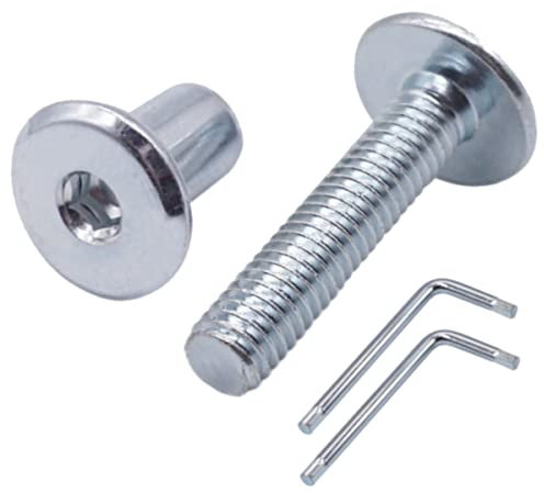 SKIR'CO (10 piezas) Pernos de conector de junta de acero chapado en zinc M6 x 25 mm con tuercas, perno de conector para muebles, tornillos Allen hexagonales