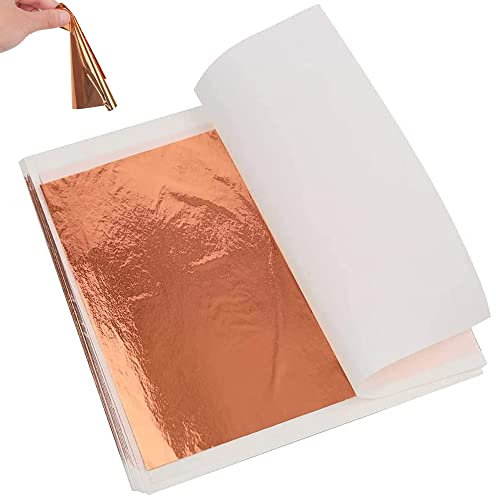 100 Stücke Blattgold Papier, Goldfolienpapier für Raumdekoration, Roségold Nachahmung Goldfolienpapier, Blätter Imitation Blattgold, für Malen, Vergolden Basteln, Dekoration, Möbel, Nagel (Roségold)