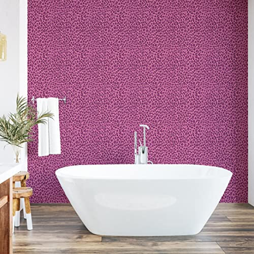 ABAKUHAUS Safari abziehbare & klebbare Tapete für Zuhause, Leopard-Haut-Spots Pattern, selbstklebendes Wohnzimmer Küchenakzent, 33 cm x 250 cm, Pink und Baby-Rosa