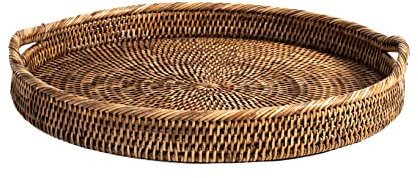 H&h vassoio tondo in rattan cm 42x5h