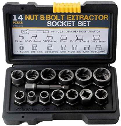13PC 3/8” Drive Bolt Extractor Tool Set, Torque Extraction Socket Set for Removing Stripped, Damaged, Rounded Off and Rusted Bolts & Nuts