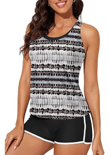Bsubseach Maillot De Bain Tankini 3 PièCes pour Femme Maillots De Bain AthléTique DéBardeur Modeste avec Soutien-Gorge De Sport