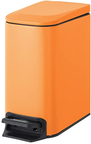 Cesun Small Bathroom Trash Can with Lid Soft Close, Step Pedal, 6 Liter / 1.6 Gallon Stainless Steel Garbage Can with Removable Inner Bucket, Anti-Fingerprint Finish (Matt Orange)