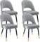 Wahson Samt Esszimmerstühle 4er Set Modern Seitenstühle Küchenstühle mit Metallbeinen Polsterstuhl für Esszimmer/Wohnzimmer/Küche，Grau