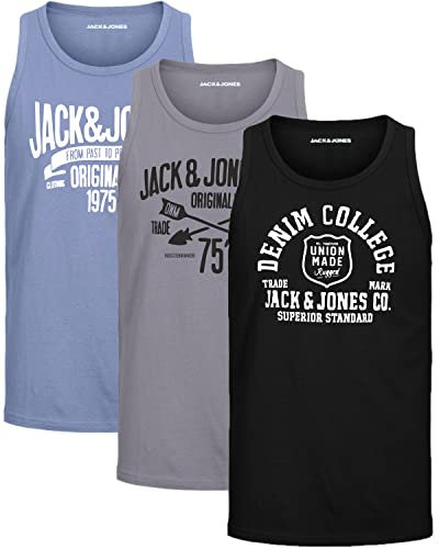 JACK & JONES Herren Tank-Tops Vielfältige Prints | Schmale Passform und atmungsaktive Baumwolle (3er Opt - 4 (3er Havka TT, L))
