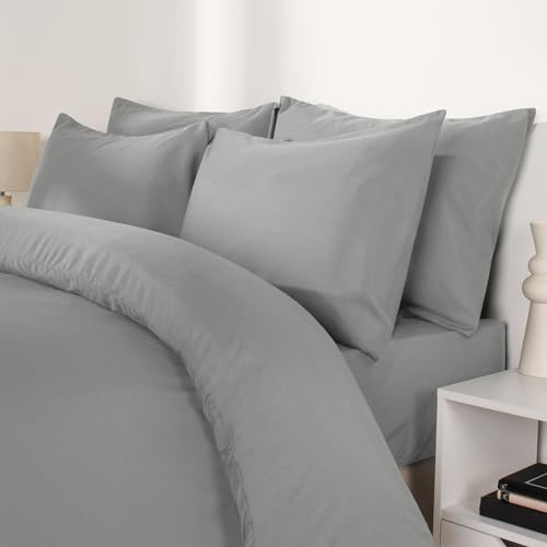 Brentfords Grey Pillow Cases 2 Pack, Housewife Pillowcases Bed Pillow Soft Comfortable Hotel Quality Pillow Case with Envelope Closure, 50 x 75cm