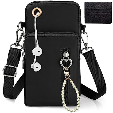 Pochette Portable Bandoulière Femme 3 Pcs Petit Sac Bandouliere Avec Prise Casque Sacoche Femme Bandoulière Petite Sac Telephone Portable Femme Réglable Avec Porte-Clés Chaîne En Perlesporte-Cartes