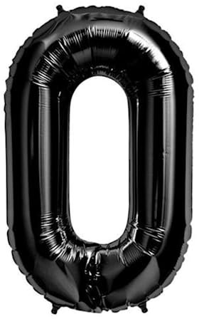 Folienballon, Zahl 0, klein, 35 cm, Schwarz