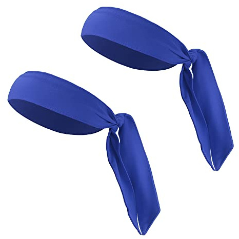 VOCOSTE Sport-Schweißband Blau 2 Stück Für Tennis Yoga Polyester | Verstellbar, Weich, Schweißableitend, Atmungsaktiv, Dehnbar, Größe 102x5.5cm, Für Volleyball, Basketball, Laufbahn