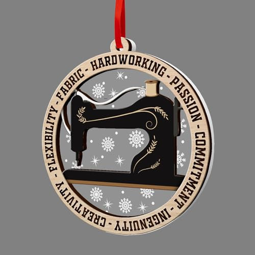 GOSBLUE Sewing Machine Ornaments for Christmas Tree, Sewing Ornament 2 Layer Wood & Acrylic, Sewing Gifts for Christmas Decor 2024