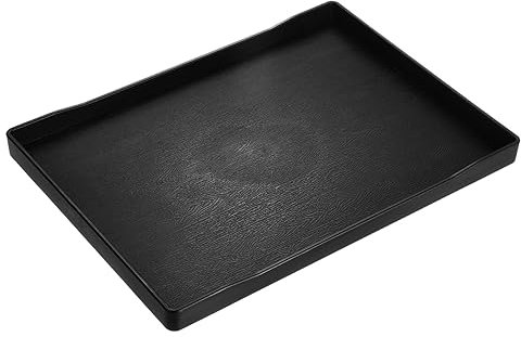 uxcell Serving Tray Small Black Mini Tray 9 x 12 Plastic Rectangular Wooden Serving Trays Decorative Ottoman Platter for Breakfast Kitchen Bathroom