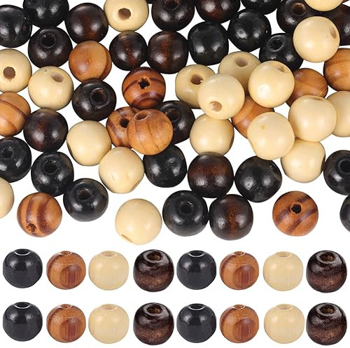 GORGECRAFT 200Stk 4 Farben Holzperlen Natürliche Bunte Holzperlen 16 mm Durchmesser Runde Lose Holzperlen 4 mm Loch Makramee-Abstandsperlen Für DIY Perlenarbeiten Schmuckherstellung Weihnachtsschmuck