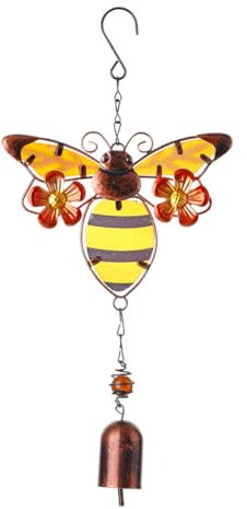 GORGECRAFT Biene Metall-Windspiel-Anhänger Insekten-Windspiel Dekor Glocke Kunst Aus Eisen Kleine Hängende Rustikale Heimdekoration Windglocke Türklingel Garten Innen Außenbereich Hängeornament
