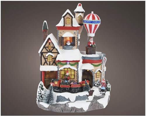 Selezione Cartoleria Varzi Dal 1956 Carillon Villaggio Di Natale Con Trenino E Mongolfiera Con Led E Movimento