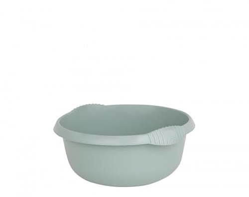 Aurora - High Grade Plastic 28cm Round Washing Up Bowl Kitchen Sink, Basin Mixing & Tidy Organizer with 5L Capacity. (Silver Sage)