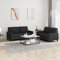 Homgoday 2-TLG. Sofagarnitur mit Kissen Loungesofa Couch Wohnzimmersofa Sofa Couch Couchgarnitur Doppelsofa Designsofa Moderner für Wohnzimmer Büro Schwarz Kunstleder