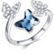 REDSUN Schmetterling Ring 925 Sterling Silber Kristall Schmetterling Ringe Weihnachten Geschenke Schmetterlings Schmuck,Sterling Silber