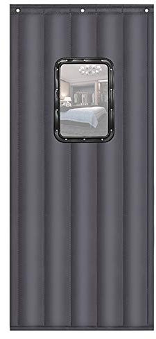 Magnetischer Thermo-Türvorhang, mit robustem Winter-Baumwollvorhang, verdickte Falttür, automatisch schließend, mit transparentem Fenster, anpassbar