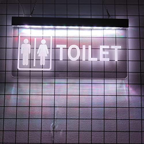REWIS Divertenti insegne al Neon a LED per Toilette, luci al Neon con Incisione Plug-in Personalizzata, per l'insegna Luminosa del Bagno dell'hotel del Centro Commerciale,Bianca,30x15cm