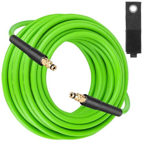 Qooltek Manguera de lavado a presión para Karcher, manguera de extensión de 10 m con conector rápido tipo clic, manguera de repuesto verde diseñada para Karcher K2 K3 K4 K5 K7, manguera de lavadora