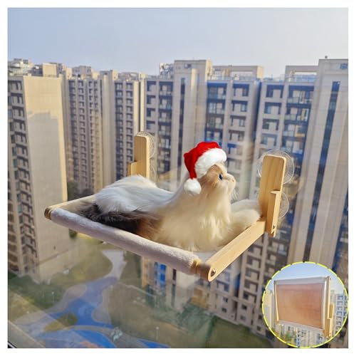 GesomePurrz Perchoir de fenêtre pliable en bois naturel pour chat, hamac de 41,9 x 30,5 cm, limite de poids de 15,9 kg