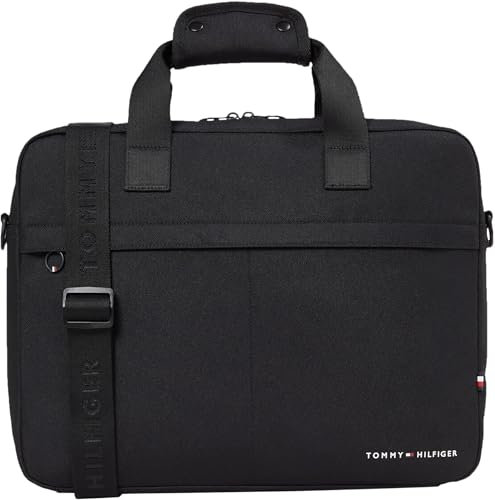Tommy Hilfiger Sac pour Ordinateur Portable Homme Element Computer Bag avec Bandoulière, Noir (Black), Taille Unique