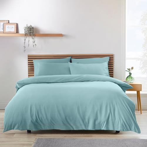 Catherine Lansfield So Soft Non-Iron Super King Duvet Cover Set Duck Egg