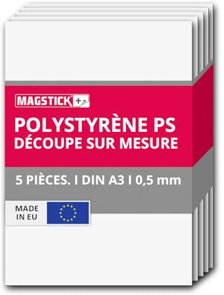 Magstick 5x Polystyrol Platten weiß DIN A3 29,7x42 cm 0,5 mm - mag277 | Kunststoff-Hartplatten PS Zuschnitte für Modellbau Architektur DIY, stabil, flexibel einsetzbar
