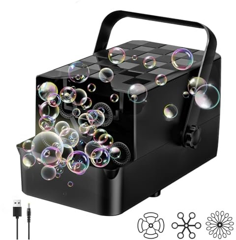 Panamalar Macchina per Bolle di Sapone per Bambini, Automatica Portatile Macchina Bolle con 3 Tipi Bacchette/10000+ Bolle/300ml Soluzione Contenitore/2 Velocità per Matrimonio Festa All'aperto-Nero
