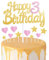 Gold Pink 3rd Birthday Cake Topper, Girls Decorations, Glitter Heart Stars Toppers, Personalised Happy Cake Cupcake Toppers for Women Girls Baby Party Supplies