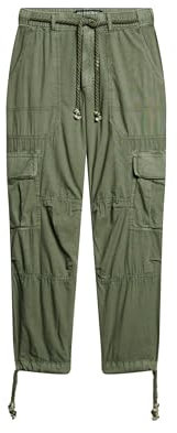 Superdry Damen Leichte Strand-Cargohose Tarnfarbengrün 36