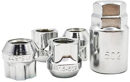 PACEWALKER Tesla Wheel Lock Lug Nuts - Set of 4 Chrome Tapered Seat Lug Nuts for Tesla Wheel Locks Accessories (M14 X 1.5 Thread Size)