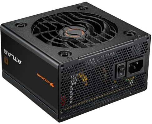 Cougar Atlas 550 W ATX-Netzteil, 80 Plus Bronze zertifiziertes Netzteil, Nicht modular, 550 W Gesamtausgang, Ultra-langlebige japanische Standby-Kondensatoren mit 105 °, 120 mm leiser Lüfter, Schwarz