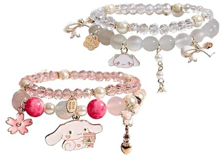 Yoimckay 2 Stück Anime-Armbänder, animierte baumelnde Accessoires für Kinder, Charm-Armbänder, Katzen-Armbänder, Cartoon-Charm-Armbänder für Mädchen und Frauen (süß)