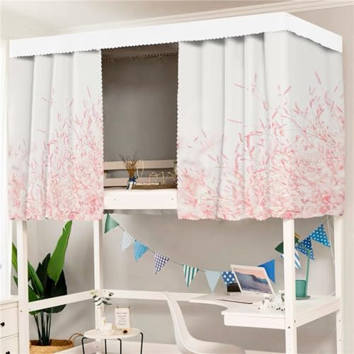 Treer Bettvorhang Hochbett Etagenbett Blackout Vorhänge Staubdicht Betthimmel Hochbett Kinder Bettzelt Schlafsaal Bettvorhänge Schlafzimmer Studentenwohnheim (Rosa Lavendel,1.2x2M)