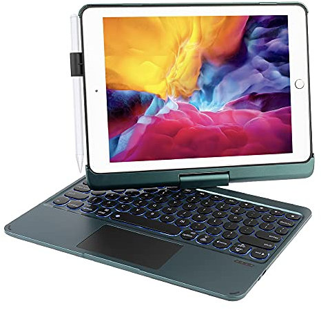 Seagtigau Keyboard Case for iPad Pro 10.2 inch 9th/8th/7th Generation, 360° Rotatable iPad Air 3& iPad Pro 10.5 inch Wireless Keyboard Case with Multi-touch Trackpad,7 Color Backlit (Forest)