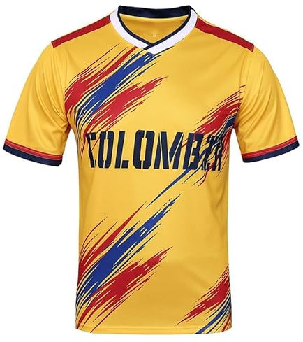 Bolognifi Maglia da calcio da uomo T-shirt da calcio Coppa Europa/America Felpa Fans Footy Mezze maniche(Colombia,S)
