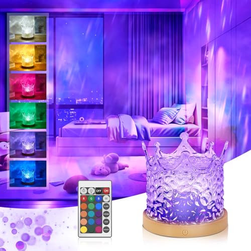 Pup Go Crown Galaxy Projector Light - 16 Colors Ocean Wave Water Ripple Night Light with Remote Control, Romantic Decor for Bedrooms/Party/Game Rooms, Creative Gift for Kids/Teens/Boys/Girls/Children