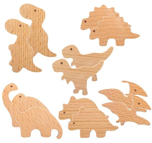 Auped 12 Stück Dinosaurier Holz Knöpfe holzgriffe für Kinder Kommode | individuelle Möbelknöpfe für Kinderzimmer