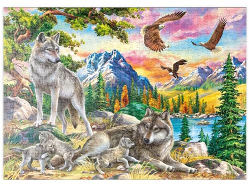 MyPuzzle Wölfe und Adler der Wildnis - Premium 500 Teile Puzzle - MyPuzzle Sonderkollektion von Puzzle Galaxy