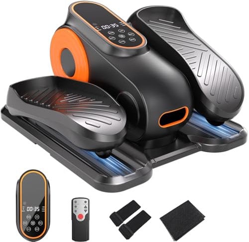 Morelax Mini Ellipsentrainer, Untertisch Elektrischer Crosstrainer für Zuhause, Leiser & Tragbarer Pedaltrainer für Senioren mit Fernbedienung, Display, Rutschfestem Pad, 12 Geschwindigkeiten