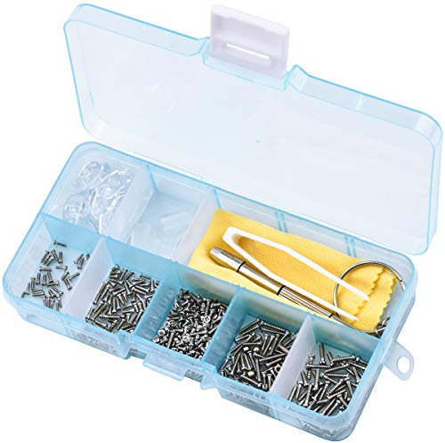 Ehuihuan Kit de Réparation pour Lunettes, 500 Pièces avec Vis Lunettes, Tournevis pour Lunettes, Plaquettes Lunettes en Silicone et Chiffon de Nettoyage, Kit Complet pour Réparation de Lunettes