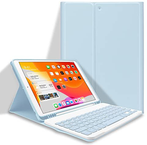 GOKOCO Tastiera magnetica per iPad Pro 11″ (2024 M4), custodia per tastiera per iPad Pro 11″ 5.Gen M4, formato verticale/orizzontale, trackpad multi-touch e tastiera illuminata a 7 colori, blu QWERTZ